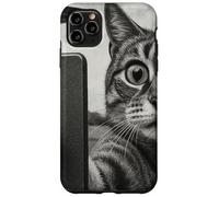 Gatto e UFO scattare selfie foto in stile schizzo vintage Custodia per iPhone 11 Pro Max
