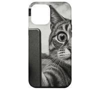 Gatto e UFO scattare selfie foto in stile schizzo vintage Custodia per iPhone 12 Pro Max