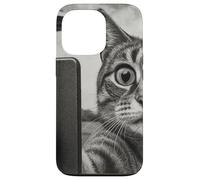 Gatto e UFO scattare selfie foto in stile schizzo vintage Custodia per iPhone 13 Pro