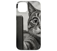 Gatto e UFO scattare selfie foto in stile schizzo vintage Custodia per iPhone 14 Plus