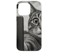 Gatto e UFO scattare selfie foto in stile schizzo vintage Custodia per iPhone 14 Pro Max