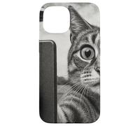 Gatto e UFO scattare selfie foto in stile schizzo vintage Custodia per iPhone 15
