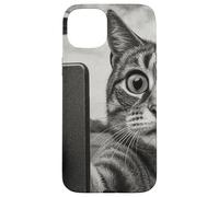 Gatto e UFO scattare selfie foto in stile schizzo vintage Custodia per iPhone 15 Plus