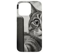 Gatto e UFO scattare selfie foto in stile schizzo vintage Custodia per iPhone 15 Pro Max