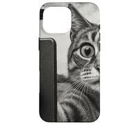 Gatto e UFO scattare selfie foto in stile schizzo vintage Custodia per iPhone 16 Pro Max