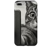 Gatto e UFO scattare selfie foto in stile schizzo vintage Custodia per iPhone 7 Plus/8 Plus