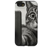 Gatto e UFO scattare selfie foto in stile schizzo vintage Custodia per iPhone SE (2020) / 7/8