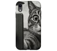 Gatto e UFO scattare selfie foto in stile schizzo vintage Custodia per iPhone XR