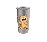 Gatto eccitato spazzolino da denti per gli amanti della spazzolatura e dell'igiene orale Bicchiere termico in acciaio inox doppia parete