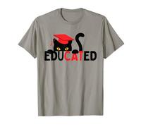 Gatto educato in cappello laurea divertente laureato Maglietta