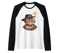 Gatto Elegante Arte con Cappello Maglia con Maniche Raglan