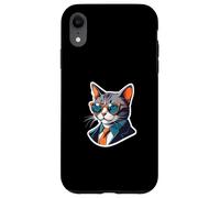 Gatto elegante con cravatta e occhiali da sole - stile carto Custodia per iPhone XR