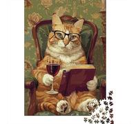 Gatto Elegante Puzzle 1000 Pezzi Carta per Adulti Stile Letterario Gioco di Puzzle 1000 Pezzi Relax Decorazione Regalo 38x26cm/1000pcs