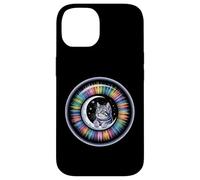 Gatto Eyeball Crescent Moon Cosmic Rainbow Space Kitten Custodia per iPhone 14