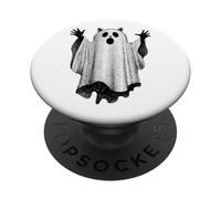 Gatto Fantasma Puntinismo Halloween PopSockets PopGrip Adesivo