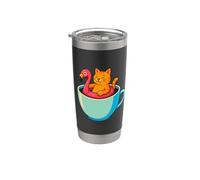 Gatto fenicottero Floatie tazza da caffè divertente Chill Kitty Pool Latte Bicchiere termico in acciaio inox doppia parete