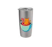 Gatto fenicottero Floatie tazza da caffè divertente Chill Kitty Pool Latte Bicchiere termico in acciaio inox doppia parete