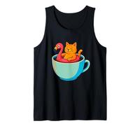 Gatto fenicottero Floatie tazza da caffè divertente Chill Kitty Pool Latte Canotta