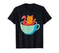 Gatto fenicottero Floatie tazza da caffè divertente Chill Kitty Pool Latte Maglietta