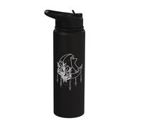 Gatto floreale, Luna crescente, Segni magici, Esoterico Stainless Steel Insulated Water Bottle
