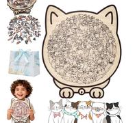 Gatto FöRmiges Puzzle in legno, puzzle per gatti, puzzle in legno, puzzle in legno, 135 pezzi, a forma di gatto, per amanti dei gatti, decorazione per la casa (D)