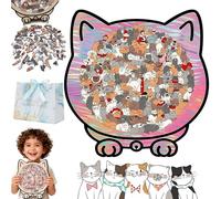 Gatto FöRmiges Puzzle in legno, puzzle per gatti, puzzle in legno, puzzle in legno, 135 pezzi, puzzle in legno a forma di gatto, per amanti dei gatti, decorazione per la casa (F)
