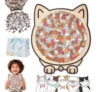 Gatto FöRmiges Puzzle in legno, puzzle per gatti, puzzle in legno, puzzle in legno, 135 pezzi, puzzle in legno a forma di gatto, per amanti dei gatti, decorazione per la casa (C)