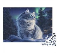 gatto forestaale norvegese Jigsaw Puzzle Impossible 1000Pcs forestaa Aurora Decorazione Per La Casa. Giochi Rilassamento E Intelligence Per Adulti E Bambini Da 12 Anni 1000pcs (75x50cm)