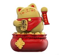 Gatto fortunato a energia solare, ornamento che sventola la mano che simboleggia buona fortuna e prosperità (giallo)