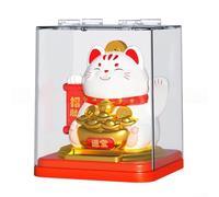 Gatto fortunato animato a energia solare con mano che sventola, progettato per reception, ufficio o decorazione del veicolo per migliorare l'ambiente e la fortuna (A)