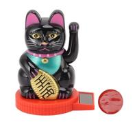Gatto Fortunato Che Agita Il Braccio, Gatto Che Agita Ad Energia Solare Maneki Neko Giapponese Gatto della Fortuna Solare con La Mano Che Agita La Zampa in su per Il Feng Shui Benvenuto(Nero)