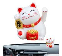 Gatto fortunato che saluta solare - Gatto fortunato della solare | Statua del gatto cinese amorevole | Gatto fortunato che saluta la | Statua del gatto fortunato Maneki Neko, braccio
