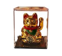 Gatto fortunato che sventola il sole - Statuetta a movimento automatico per la visualizzazione di simboli di prosperità, attrazione di energia con movimento alimentato dalla luce, decorazione