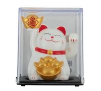 Gatto fortunato da 5 cm, ad energia solare, ornamento con braccia che sventolano automaticamente, adatto per auto, casa e ufficio, decorazione Feng Shui (bianco)