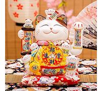 Gatto fortunato, Gatto cinese Feng Shui ondeggiant Maneki Neko, gatto della fortuna, Maneki Neko in ceramica da 12 pollici, grande gatto della fortuna, gatto della fortuna giapponese, decorazioni for