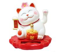 Gatto fortunato sensibile alla luce con mano che agita per Feng Shui Home Decor e prosperità aziendale (2313-bianco)