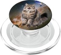 Gatto galleggiante nello spazio con pianeti PopSockets PopGrip per MagSafe