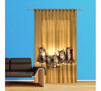 Gatto Gattini Tenda Finestra Ragazza Pannello 140x245cm