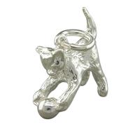 Gatto - Gattino che gioca con una pallina ciondolo in argento sterling .925 x 1