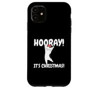 Gatto Gattino Cute Cat Natale Xmas Hooray It's Christmas Custodia per iPhone 11