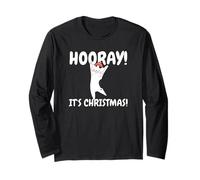 Gatto Gattino Cute Cat Natale Xmas Hooray It's Christmas Maglia a Manica