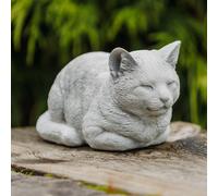 gartendekoparadies.de Gatto sdraiato, statuetta in pietra, altezza 11 cm, 2 kg, grigio, resistente al gelo in pietra grezzo per esterni