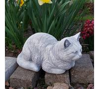 Gatto gattino statua in pietra H.17 cm 34 x 17 cm grigio 8,5 kg cemento antigelo