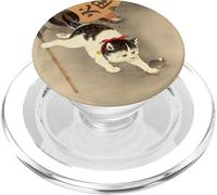 Gatto giapponese che insegue il topo lanterna vintage stile arte asiatica PopSockets PopGrip per MagSafe