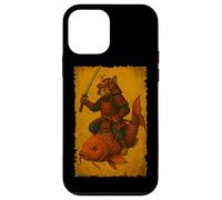 Gatto giapponese Equitazione Koi Pesce Ukiyo-e Samurai Woodblock Art Custodia per iPhone 12 mini