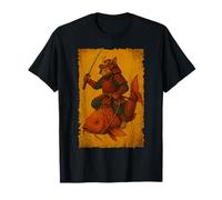 Gatto Giapponese Equitazione Koi Pesce Ukiyo-e Samurai Woodblock Art Maglietta