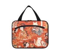 Gatto Giapponese Geisha Donna Rosso Appeso Borsa da Viaggio con Appeso con Gancio, Designer Pieghevole Kit Bag per Accessori Da Viaggio Lavoro bolsas para maquillaje de Mujer L