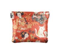 Gatto Giapponese Geisha Donna Rosso PU Pelle Piccola Moneta Comodo Accessori Da Viaggio per Signora, Geisha gatto giapponese Donna rossa, 1 size, Stampa artistica