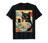 Gatto Giapponese Ramen Grande Onda Vintage Art Food Uomini Donne Bambino Maglietta