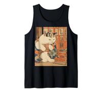 Gatto Giapponese retrò Ukiyo-e Kimono Neko Vintage Canotta